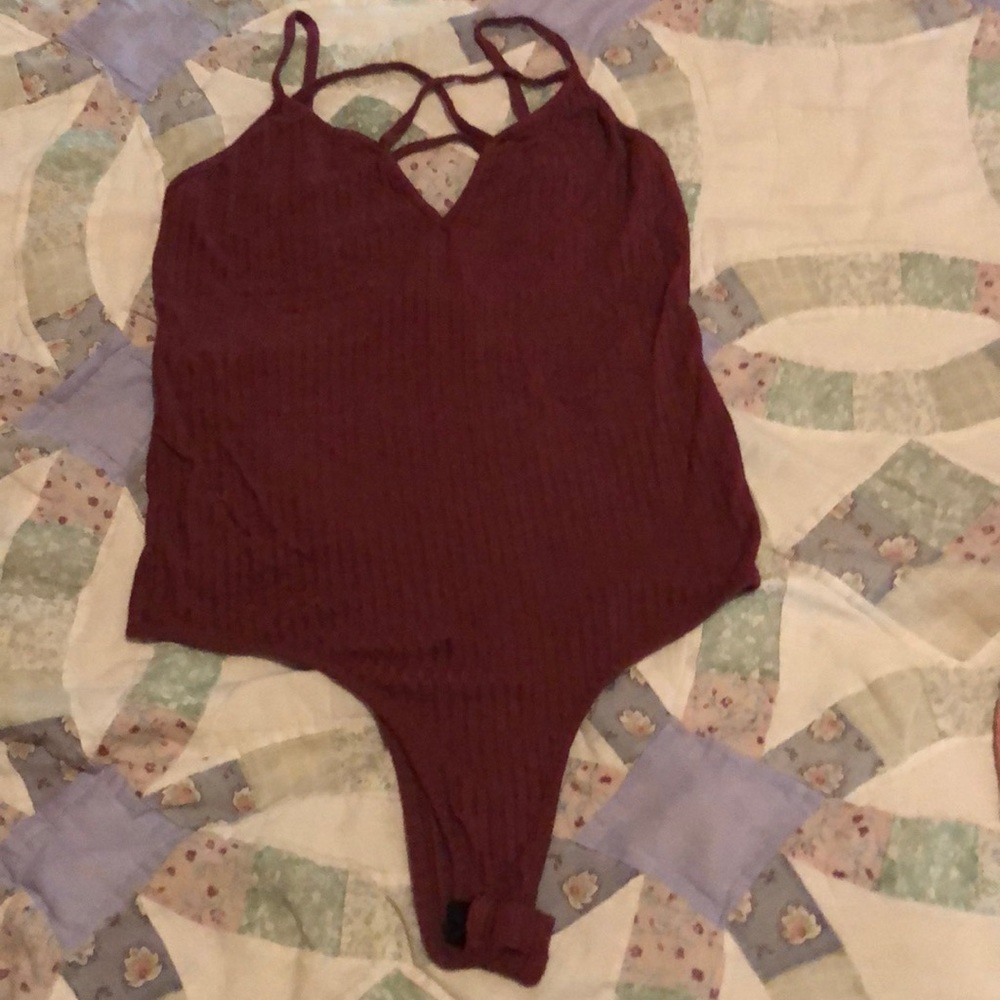 V neck bodysuit - Maroon❤️
